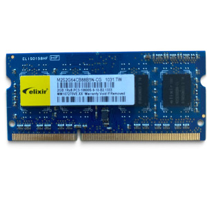 Elixir 2 GB - 10600S, 1333 MHz DDR3 CL9 Notebook Ram Model: M2S2G64CB88B5N-CG