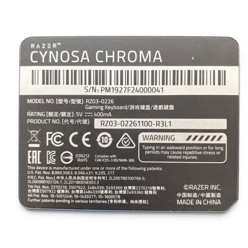 Razer Cynosa Chroma  RZ03-0226 TR Klavye
